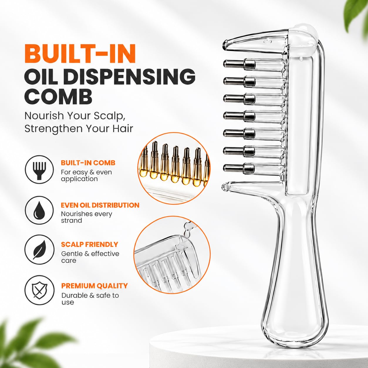 Premium Hair Oil Applicator Comb with Serum Dispenser